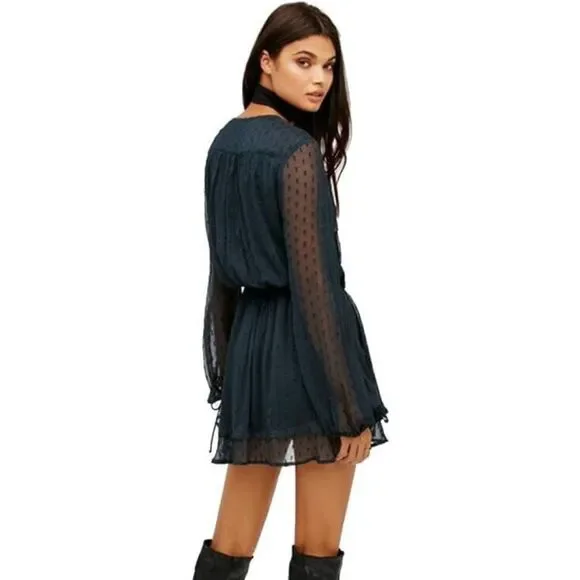 Free People | Dresses | Free People Daliah Womens Deep Teal Mini Fit Flare  Dress Size M | Poshmark